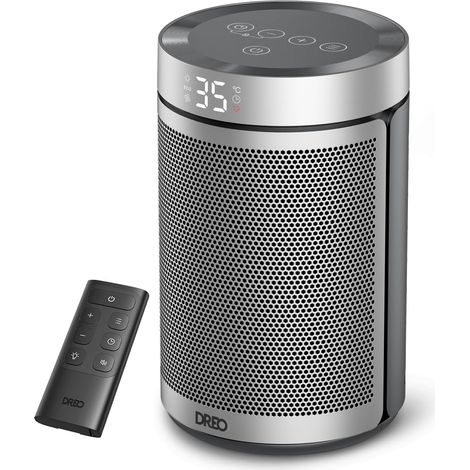 Chauffage Électrique Économique 34 dB Silencieux, Radiateur Céramique PTC 1500W avec Thermostat, Protection Surchauffe et Basculement, Minuterie 12H, Convecteur pour Chambre, 316 Argent