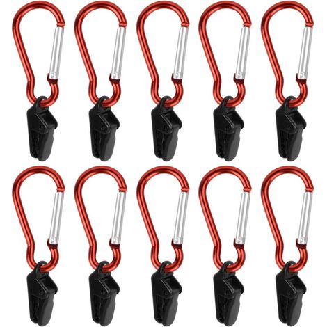 DEESSE SHOP - Lot de 10 clips de tente avec mousqueton en plastique pour auvent, pinces pour auvent, clips de bâche avec mousqueton, coupe-vent, poignée de verrouillage de tente, ensemble de clips de  (1/5)