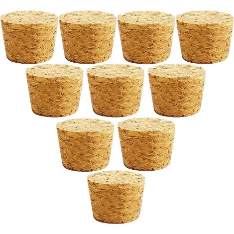 Lot de 10 bouchons coniques en bois 30 x 25 x 20 mm pour bouteille, bar et artisanat (1/5)