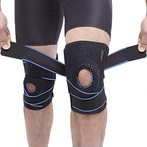 Genouillère en néoprène, orthèse rotulienne et ligamentaire en 2 pièces, orthèse de soutien du genou avec anneau stabilisateur rotulien ouvert pour l (1/5)