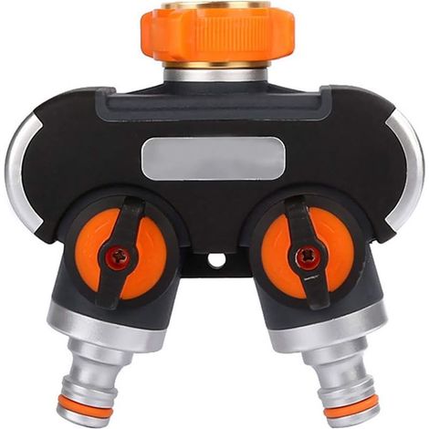 Répartiteur en 2 Voies, Séparateur de Tuyau Tuyau d'arrosage Splitter Débit d'eau Réglable et Verrouillable, Distributeur pour l'irrigation du Jardin(Fil Européen 3/4) (1/5)