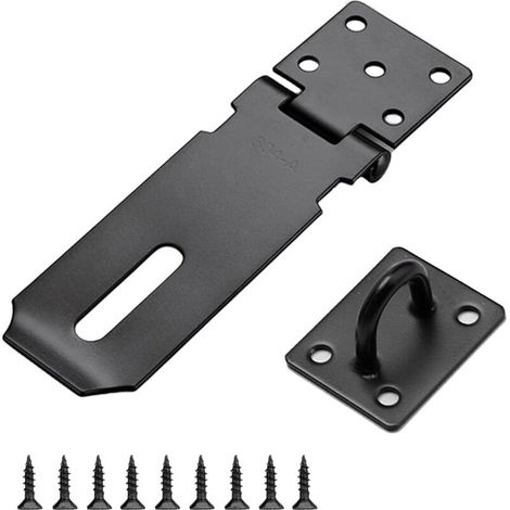 Cadenas à boucle en acier inoxydable avec serrure à vis pour armoires, portes, coffres et tiroirs (noir, 4 pouces) (1/4)
