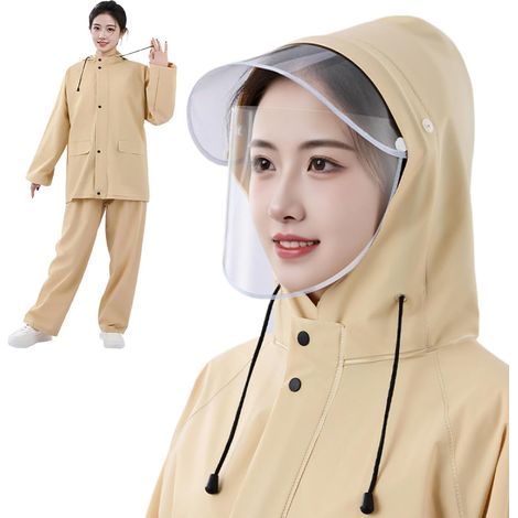 Wasserdichter Regenschutz,Schützender Wasserdichter Regenkleidung Leichte Jacken Hosen Overalls Mit Kapuze Für Reiten Arbeit Angeln Reisen Camping Outdoor (1/5)