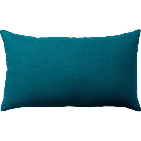 Coussin non déhoussable en coton uni Bleu Canard 30x50 cm