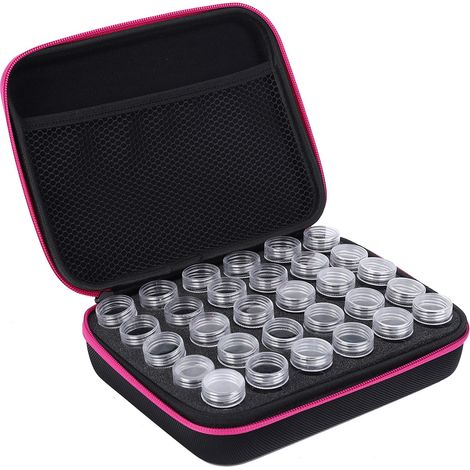 30 emplacements Coffret de Broderie Diamant Boîte de Rangement pour Accessoires de Peinture Diamant Rose Rouge (1/5)