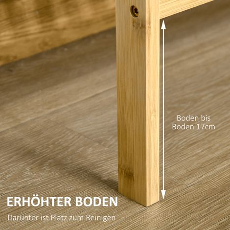 Étagère 3 niveaux en bambou naturel, rangement mural pour salle de bain, cuisine, salon ou entrée, dimensions 62 x 33 x 80 cm, meuble colonne stable et écologique. (1/5)