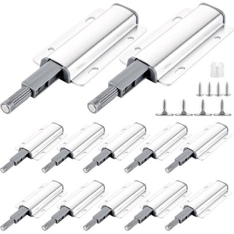 Push to Open Aimant Porte Placard 12 Pièces Aluminium Loquet Magnetique Porte Fermeture Push Open Amortisseur pour Armoire Fermeture Systeme Tiroir (1/4)