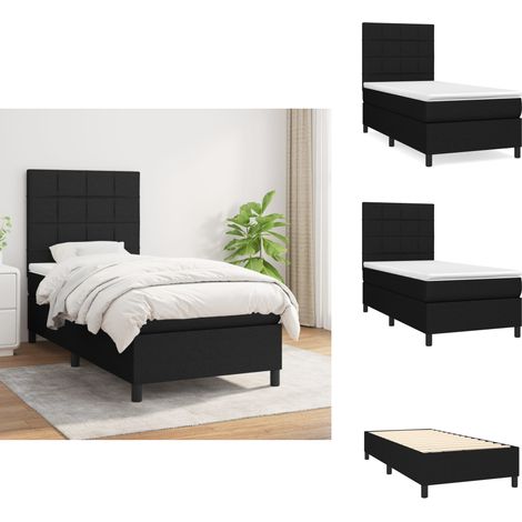 Boxspringbett mit Matratze Schwarz 100x200 cm Stoff - Boxspringbett - Doppelbett - Schlafsystem - Bettrahmen - Matratze (1/5)