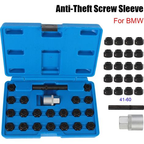 JUEGO VASOS PARA TORNILLOS ANTIRROBO BMW 22 PIEZAS Bloqueo de la rueda de la tuerca de seguridad tornillo antirrobo para BMW tuerca de seguridad herramienta de desmontaje tornillo