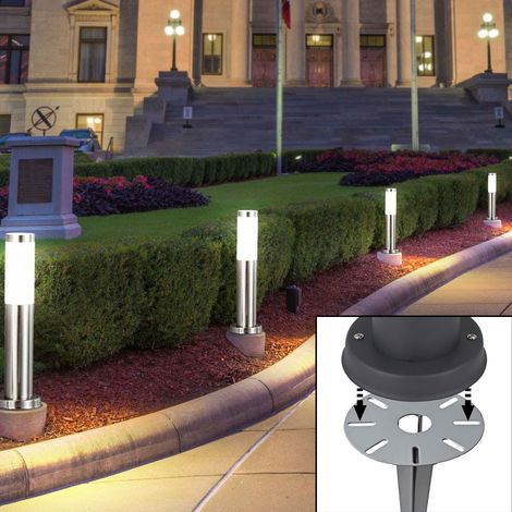 4er Set Außen Steck Steh Lampen silber EDELSTAHL Garten Weg Beleuchtung Erdspieß Sockel Leuchten (1/5)