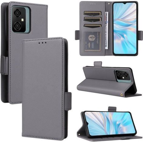 Pour Blackview Oscal C70 Housse Téléphone Flip en PU Cuir Housse Blackview Oscal C70 étui de Protection - gris (1/4)