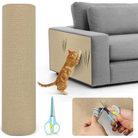 Bande adhésive anti-griffures 2 x 40 cm, protection canapé et meubles contre les griffes de chat, kaki (1/5)