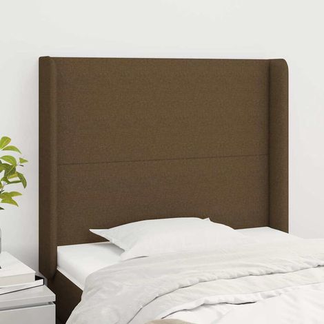 vidaXL Cabecero con orejas de tela marrón oscuro 93x16x118/128 cm (1/5)