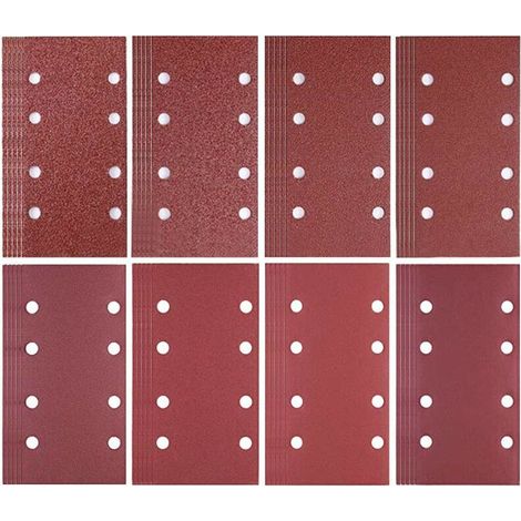 80 feuilles de papier abrasif 93 x 185 mm 8 trous de papier abrasif 40/60/80/120/180/240/320/400 pour ponceuse Bosch (1/5)