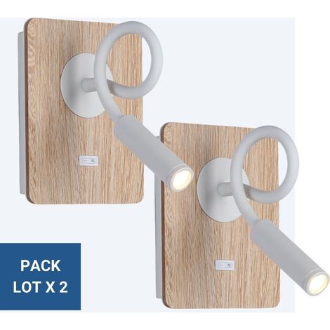 Barcelona Led – Lot de 2 appliques murales flexibles blanches – Bras en aluminium – Puce LED Cree 3W – Lumière blanc chaud 2800K – Dimensions 130x170x455mm