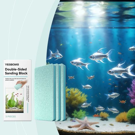 Blocs de papier de verre double face, éponge multifonctionnelle pour le nettoyage d'aquarium, outil de nettoyage double face réutilisable pour éliminer le tartre. -- 3 PIÈCES (1/5)