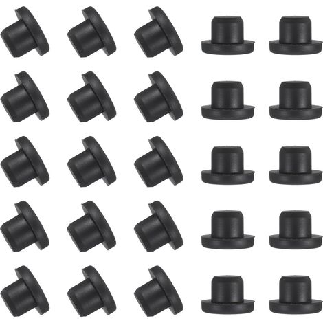 25 pezzi di tappi in silicone a forma di T, diametro 13,5 mm, tappi elastici impermeabili in silicone riutilizzabili, tappi solidi per fori rotondi per tubi, neri (1/5)