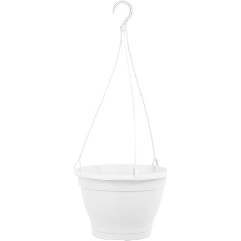1 Pot De Fleurs Suspendu, Plastique Résistant Au Gel, Ø 25 Cm, Blanc, Pour Jardin Et Balcon (1/5)