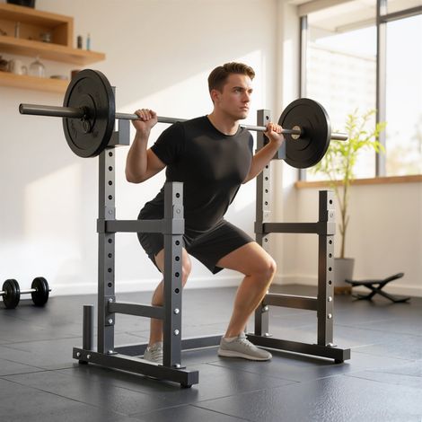 Porte-disques musculation 2 niveaux acier 300 kg noir (1/5)
