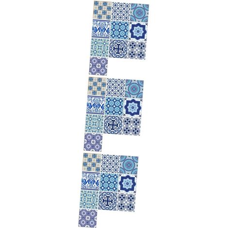 30pièces Autocollants De Carrelage Porcelaine Bleue Et Blanche Lot De Autocollants Muraux Imperméables Et Antidérapants Pour Cuisine Et Salle De Bain Facile à Poser (1/5)