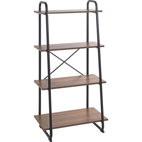 Etagère de salle de bain coloris noir-chêne - Longueur 60 x Profondeur 36 x Hauteur 128 cm (1/5)