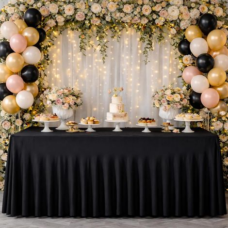Nappe de Table avec Jupe en Spandex, 182x76cm Nappe Rectangulaire avec Jupe Plissé Élastique sans Ride, Jupes de Table pour Tables Rectangulaires de 1,8m pour Fêtes, Mariages, Anniversaires (1/5)