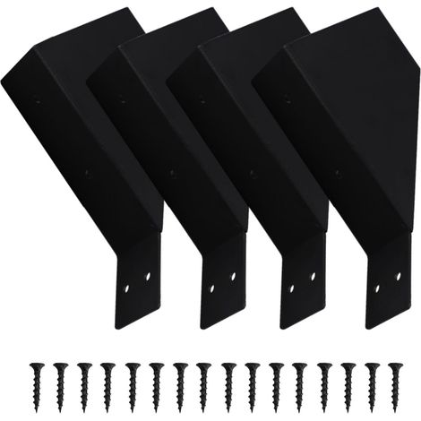 Lot de 2 connecteurs d'angle de pergola à 45° pour charges lourdes - Pour poteaux en bois - 2 x 4 - Fer revêtu noir - Résistant aux tempêtes - Kit de montage pour abri de jardin - 9,7 x 14,5 cm (1/5)
