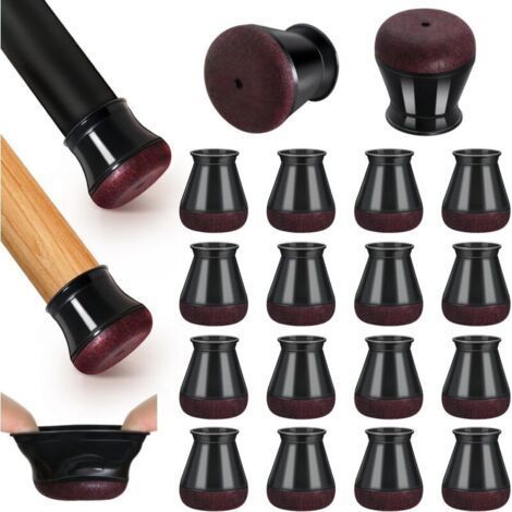 16 pièces embouts de protection pour pieds de chaise, embouts de pieds de chaise avec feutre pour pieds de chaise droits et inclinés, patins en feutre, tapis de meubles pour planchers de bois franc, r (1/3)