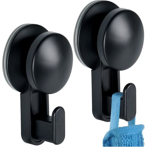 Saugnapfhaken, Schwarz, 5,5 cm, 2er-Pack