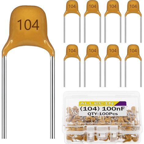 100 - Condensateur Céramique - Composant Électronique - Tension 50V - Capacité 100nF - Pour Circuits Imprimés Et Appareils Électroménagers - Multicouche - 0,6x0,4cm (1/4)