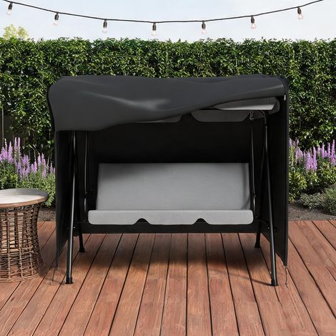 Balancelle de jardin schwarz en polyester 205 x 124 x 164 cm (1/5)