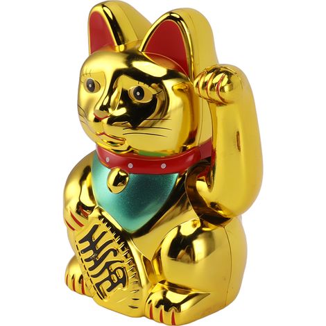 Solarbetriebene Schaukelkatze für den Schreibtisch, 12,5 cm große goldene Glückskatze, Solardekoration für Zuhause und Auto (1/5)