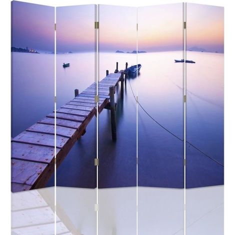 Paravento bilaterale, Alba sulla costa - 180x170 (1/5)