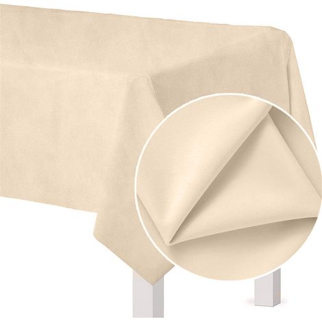 Cremefarbene, matte Samttischdecke für Tische, 140 x 240 cm