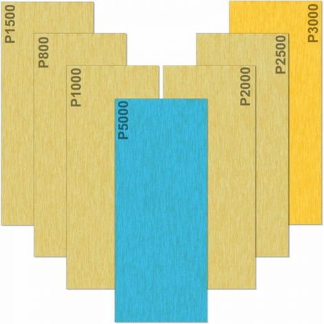 Papier de Verre 5000 3000 2500 2000 1500 1000 800 Grain Papier abrasif Humide et Sèche, Utilisé pour polir métal, bois, les voitures, 35 Papier 9 x 3,6 pouces par feuille (1/5)