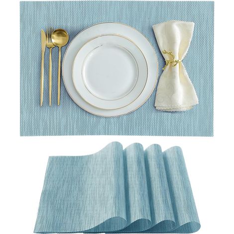 Set di tovagliette blu antiscivolo e resistenti al calore, dimensioni 17,71x11,81 pollici. (1/5)