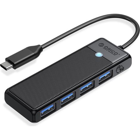 Orico PAPW4A-C3-015-BK-EP USB-C-Hub (4 x USB-A 3.0, 5 Gbit/s), schwarz (1/5)