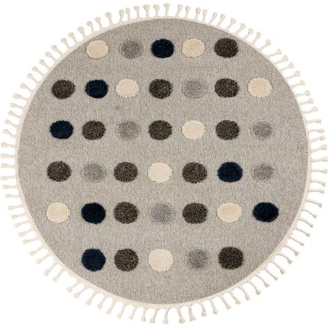 Tapis rond gris à pois effet 3d cut loop - 230 x 160 cm (1/5)