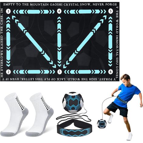 Tapis D'entraînement Football, 90x60cm XL Tapis de Dribble Football avec Chaussette et Fotbal Kick, Antidérapant tapis Foot Entrainement pour Enfant Balle Entraînement (1/5)