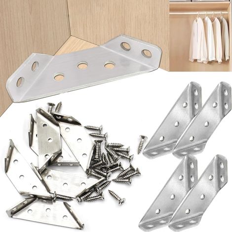 Connecteur d'angle de meuble triangulaire en acier inoxydable, cadre de Support universel pour étagère,armoire,Table,chaise (10 pièces avec vis) (1/5)