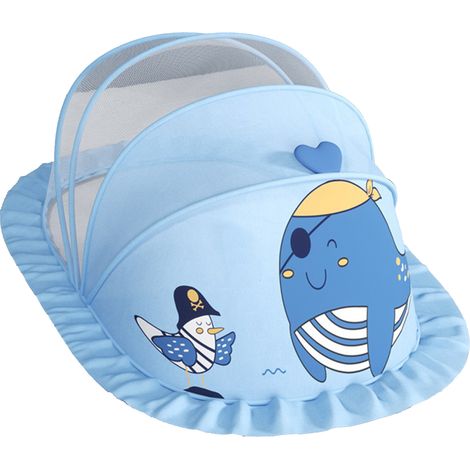 Tente-lit moustiquaire pour bébé, portable, sans fond, respirante et pliable, bleue.