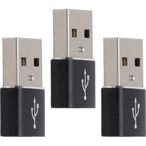 3 Adaptateurs USB-C Mâle vers USB Femelle en Aluminium - Compatible Ordinateur et Smartphone (Couleur Blanc)
