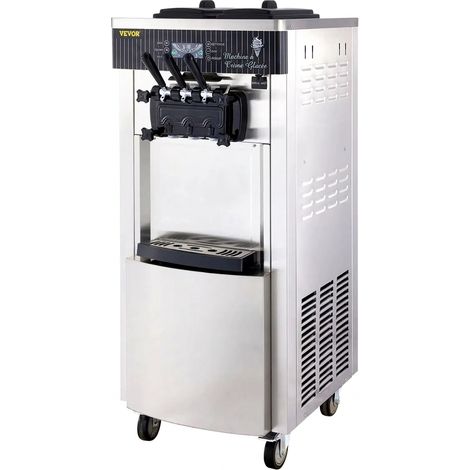 Machine à glace italienne commerciale 2200W, sorbetière soft 3 saveurs, 20-28 L/h, doubles cuves 6 L, inox 304