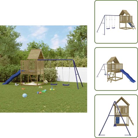 Aire de jeux d'extérieur bois de pin imprégné - Jeux D'extérieurs - Aire De Jeux - Ensemble De Jeux - Toboggan - Balançoires (1/5)