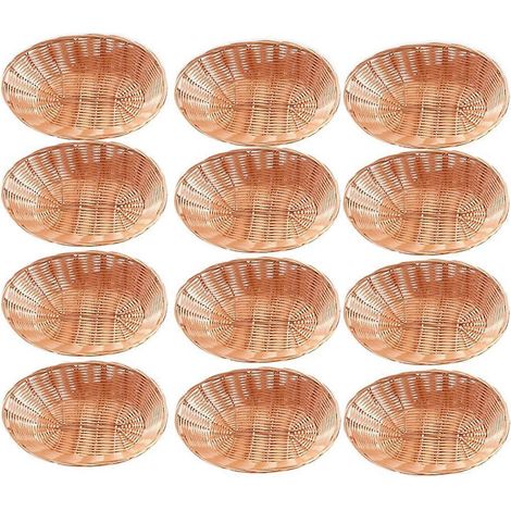 12er-Pack ovale Körbe, leere Brotkörbe, Lebensmittelaufbewahrungskörbe, Großpackung – Braun