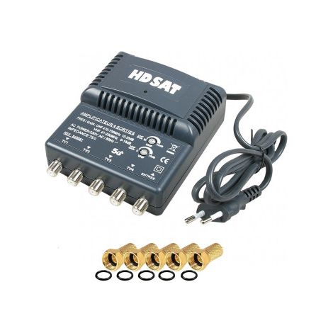 HDSAT amplificateur TNT 4 sorties Gain 25dB + 5 Fiches F (1/2)