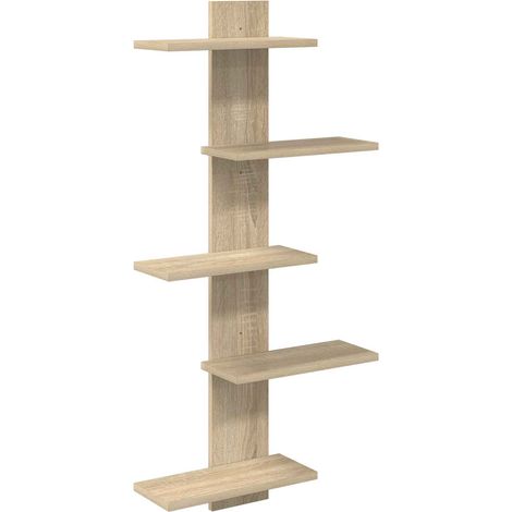 Estante Flotante de Pared Roble Sonoma 48,5 x 15 x 101 cm vidaXL (1/5)