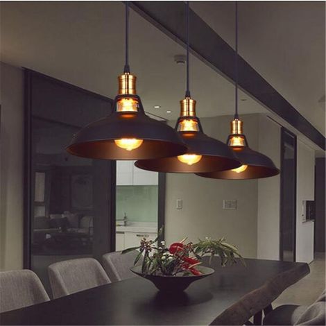 – Suspension luminaire industrielle vintage 2PCS lustre abat-jour métal – Dimensions abat-jour 27x12,5 cm – Douille E27 – Longueur câble 100 cm réglable (1/5)