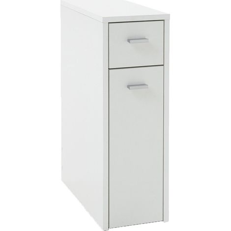 Meuble de rangement blanc 1 porte – 1 tiroir – Dimensions 20x45x61 cm – Panneaux de particules – Élégance moderne – FMD (1/5)