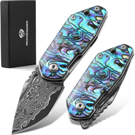 Taschenmesser Damaststahl VG10 Abalone-Muschel Griff EDC Klappmesser Geschenkbox
